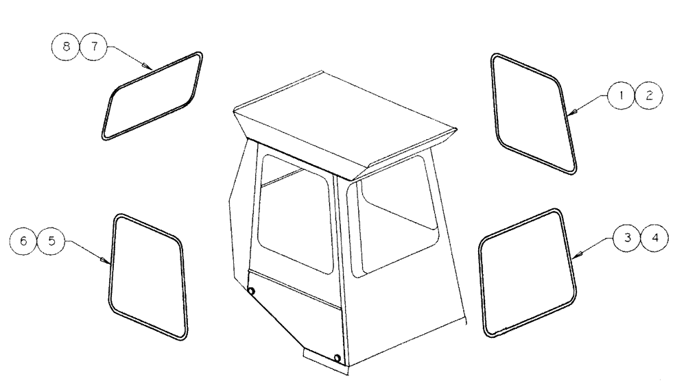 Схема запчастей Case IH SPX2130 - (02-002) - GLASS AND SEALS Cab Exterior