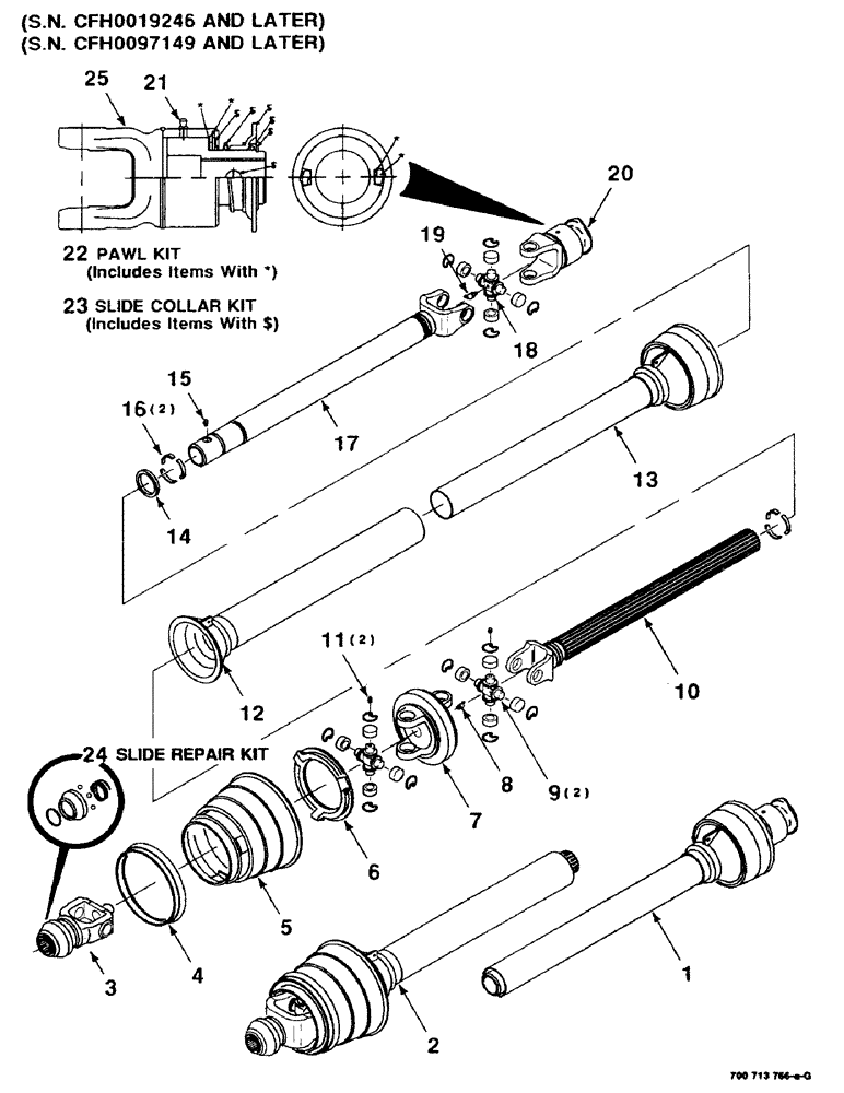 Схема запчастей Case IH 8530 - (2-14) - IMPLEMENT DRIVELINE (NEAPCO), (S.N. CFH0019246 AND LATER) Driveline