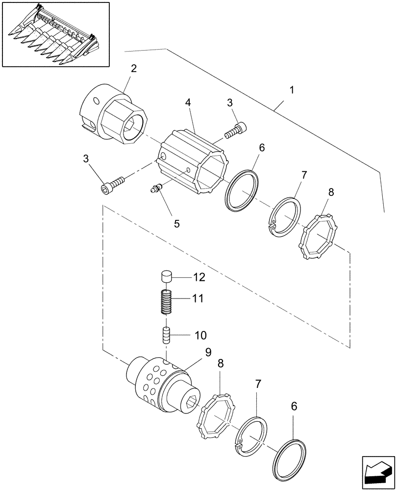 Схема запчастей Case IH 2212 - (08.00[2]) - RADIAL PIN SLIP CLUTCH BREAKDOWN, PIN HAJ0018273 TO CBJ038864 (58) - ATTACHMENTS/HEADERS