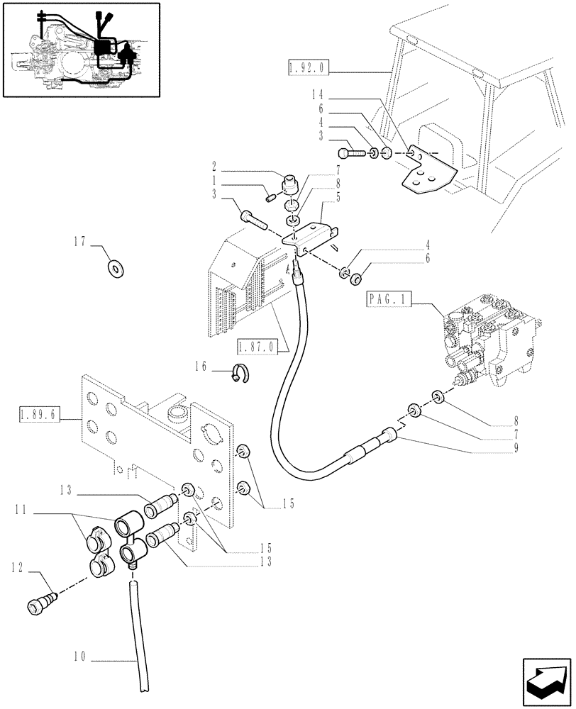 Схема запчастей Case IH JX70U - (1.82.7/13[03]) - (VAR.411) TWO CONTROL VALVES BOSCH - QUICK COUPLINGS - FLEXIBLE CABLE (07) - HYDRAULIC SYSTEM