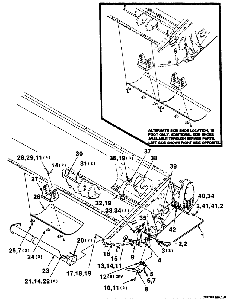 Схема запчастей Case IH 625 - (7-20) - LEAN BAR, DIVIDER AND SKID SHOE ASSEMBLY, LEFT (58) - ATTACHMENTS/HEADERS