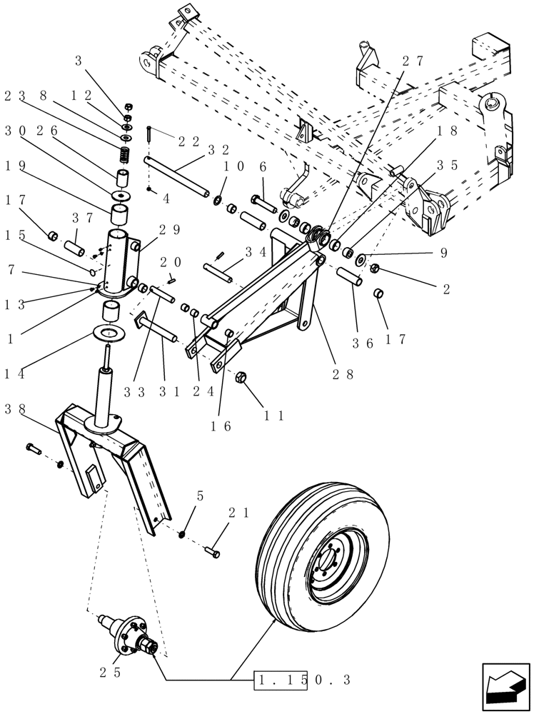 Схема запчастей Case IH PTX600 - (1.150.1) - CASTER ASSEMBLY (12) - FRAME