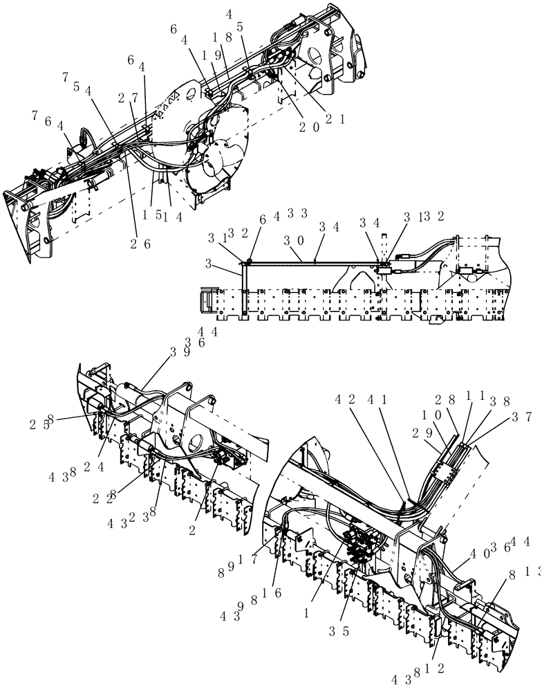 Схема запчастей Case IH 1200PT - (A.10.A[35]) - LAYOUT HYD HOSES ROUTING 12/23 ROW (BTW CBJ022252 AND CBJ026002) A - Distribution Systems