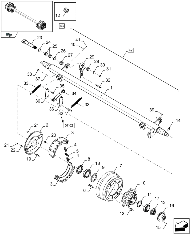 Схема запчастей Case IH LB333R - (05.25[01]) - LARGE STEERED TANDEM AXLE, HYDRAULIC BRAKE, FRONT - NOT FOR NA (05) - AXLE