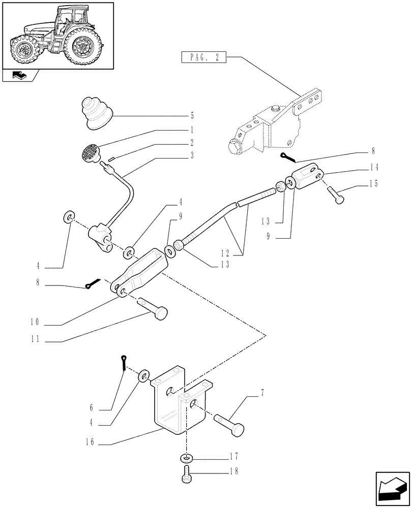 Схема запчастей Case IH FARMALL 105U - (1.95.6[01]) - 2WD REAR MECHANICAL DIFFERENTIAL LOCK FOR MECHANICAL TRANS. - DIFFERENTIAL LOCK CONTROL (VAR.339380) (10) - OPERATORS PLATFORM/CAB