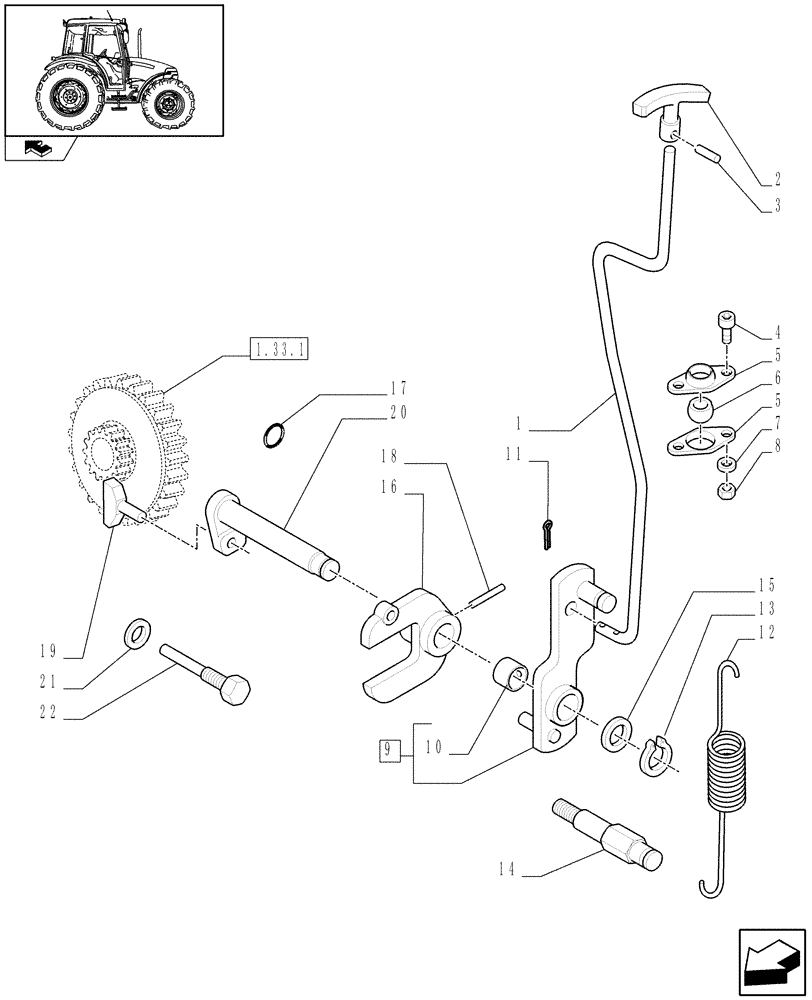 Схема запчастей Case IH FARMALL 90 - (1.33.2) - 4WD IDLER CONTROLS (04) - FRONT AXLE & STEERING