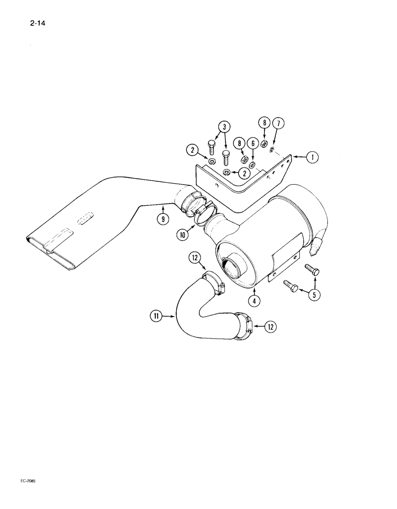 Схема запчастей Case IH 495 - (2-014) - AIR CLEANER MOUNTING (02) - ENGINE