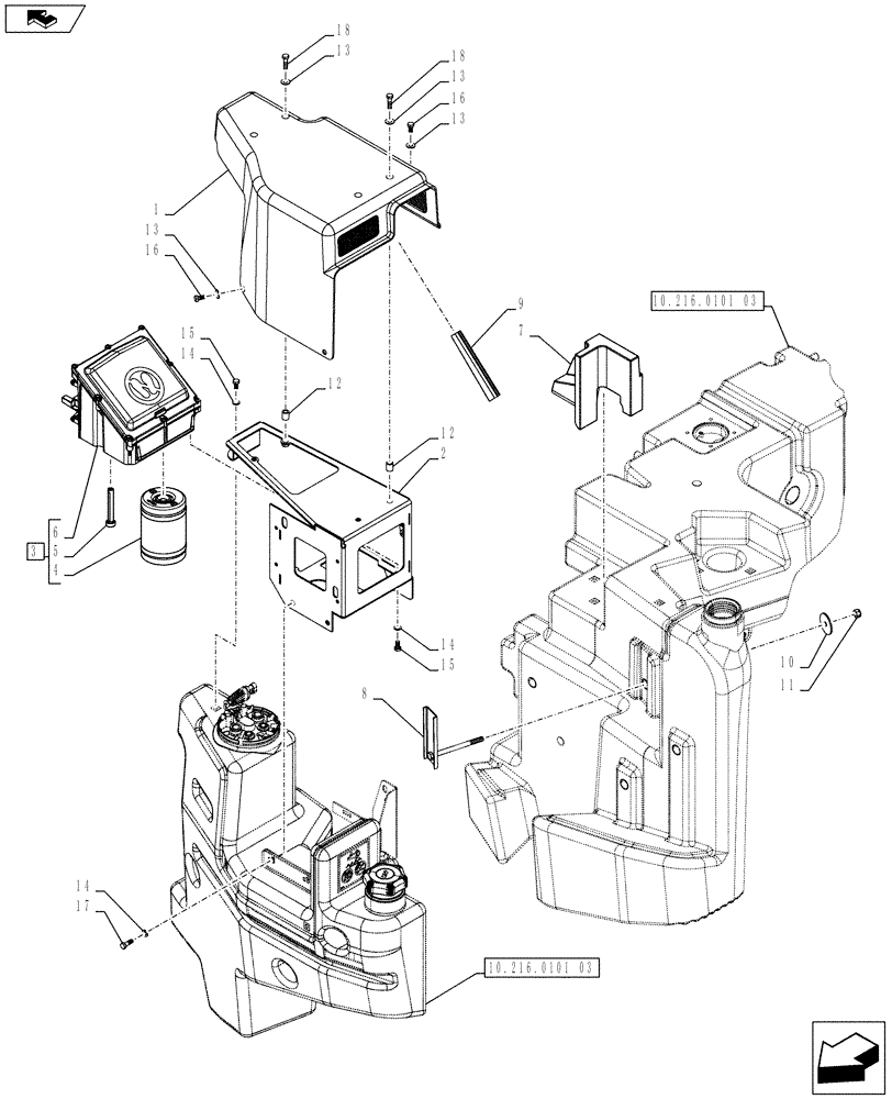 Схема запчастей Case IH PUMA 215 - (10.216.0101[02]) - ABS SYSTEM - FUEL TANK RELATED PARTS ( VAR.743922) (10) - ENGINE