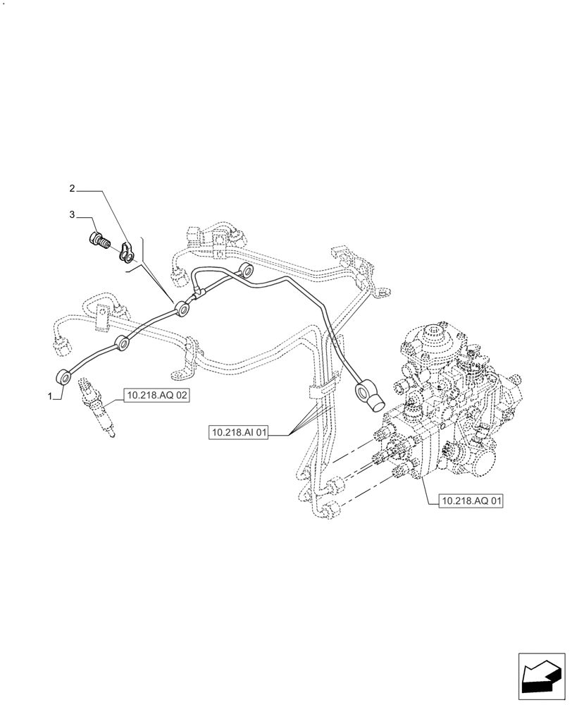 Схема запчастей Case IH FARMALL 125A - (10.218.AI[03]) - INJECTION PIPE (10) - ENGINE