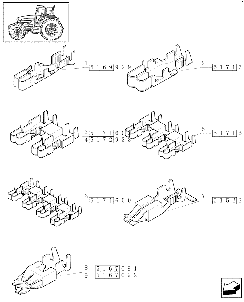 Схема запчастей Case IH JX70U - (1.77.0[06]) - CONNECTOR, CABLE TERMINAL (06) - ELECTRICAL SYSTEMS