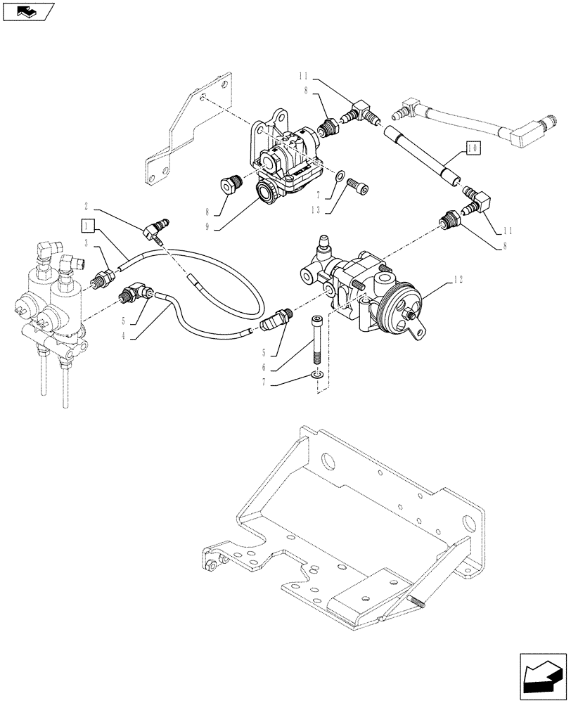 Схема запчастей Case IH PUMA 185 - (33.224.0102[10]) - ABS SYSTEM - PNEUMATIC TRAILER BRAKE - CONTROL VALVE AND RELEVANT PARTS (VAR. 743965-743966-743967) (33) - BRAKES & CONTROLS