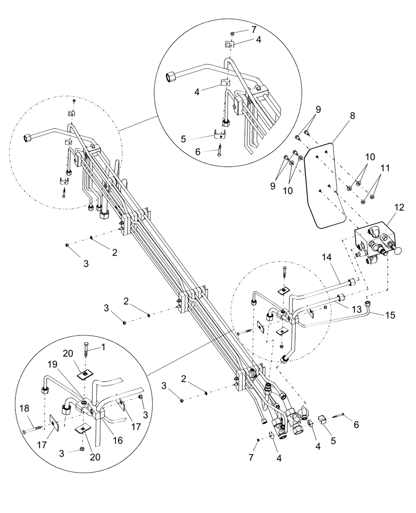 Схема запчастей Case IH AFX8010 - (A.10.A[2]) - HYDRAULIC TUBES - TOW/PARK A - Distribution Systems