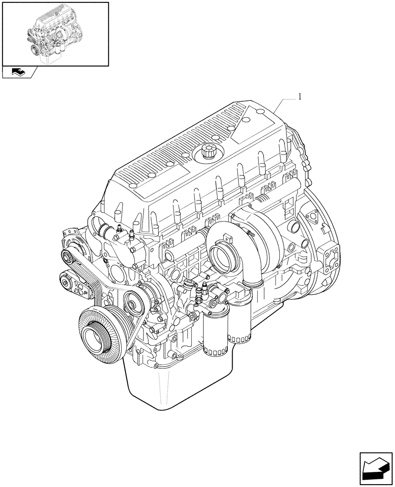 Схема запчастей Case IH F3AE0684P E909 - (0.02.1) - ENGINE ASSY (87486949) 