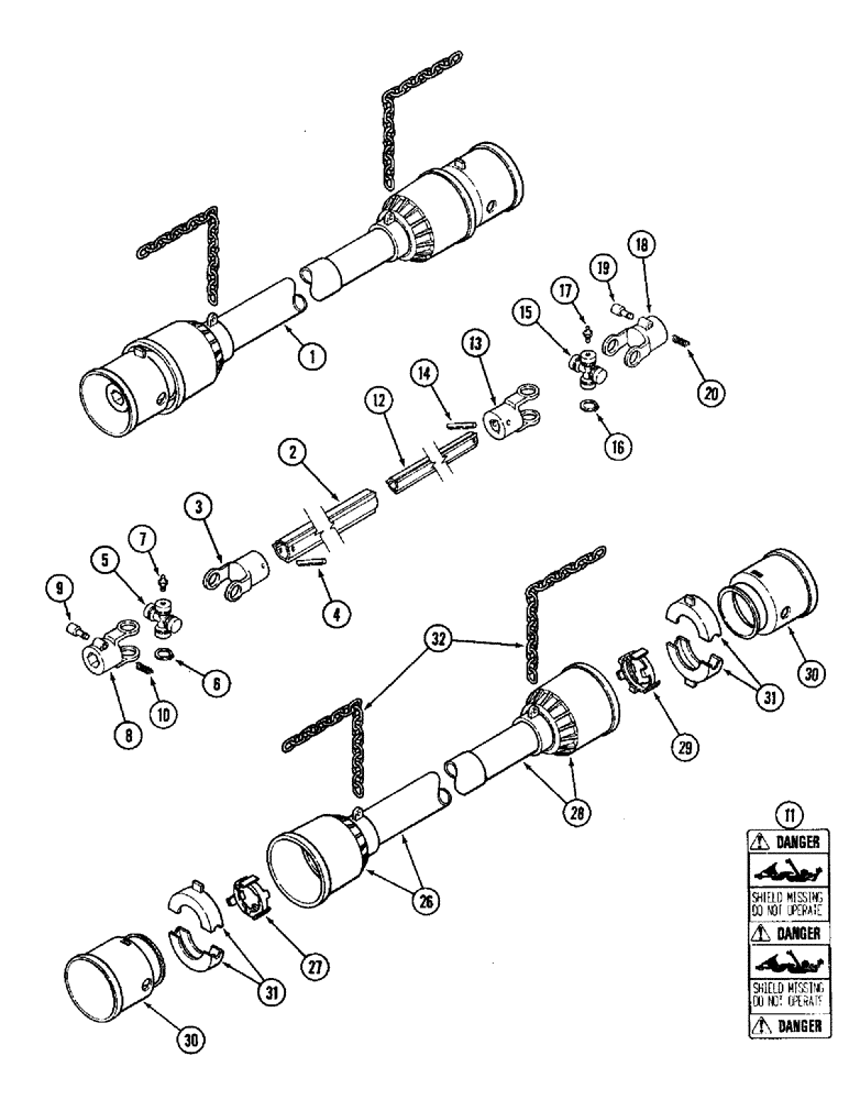 Схема запчастей Case IH 1020 - (9B-30) - KNIFE DRIVE SHAFT, 22.5, 25.0 AND 30.0 FOOT HEADER (BONDIOLI AND PAVESI) (09) - CHASSIS/ATTACHMENTS