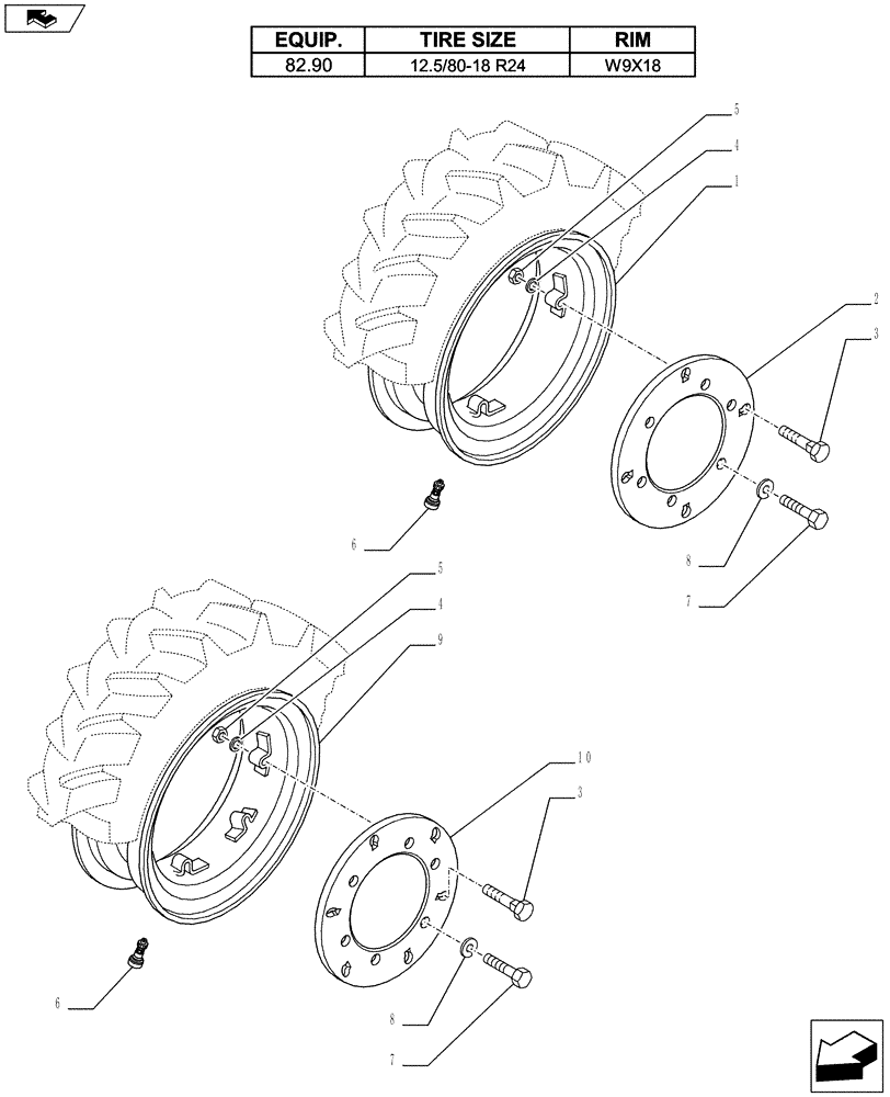 Схема запчастей Case IH FARMALL 65C - (44.511.03[08]) - FRONT WHEELS (44) - WHEELS