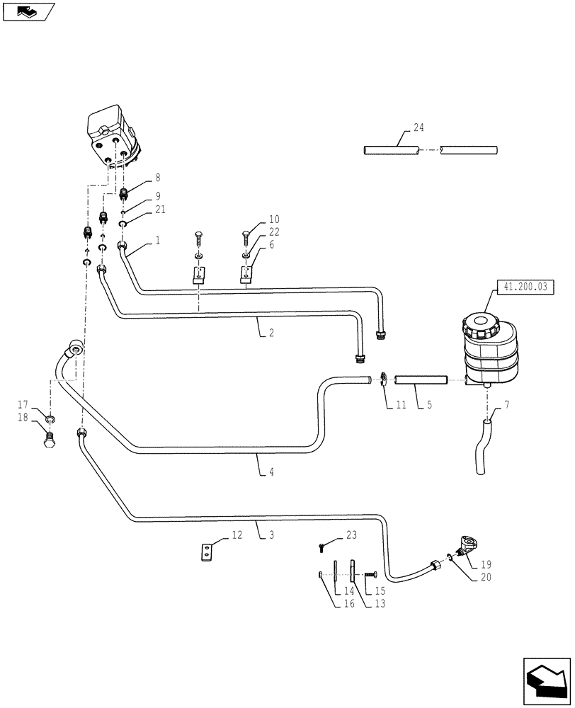 Схема запчастей Case IH FARMALL 55A - (41.200.02) - STEERING RESERVOIR TO PUMP CIRCUIT (41) - STEERING