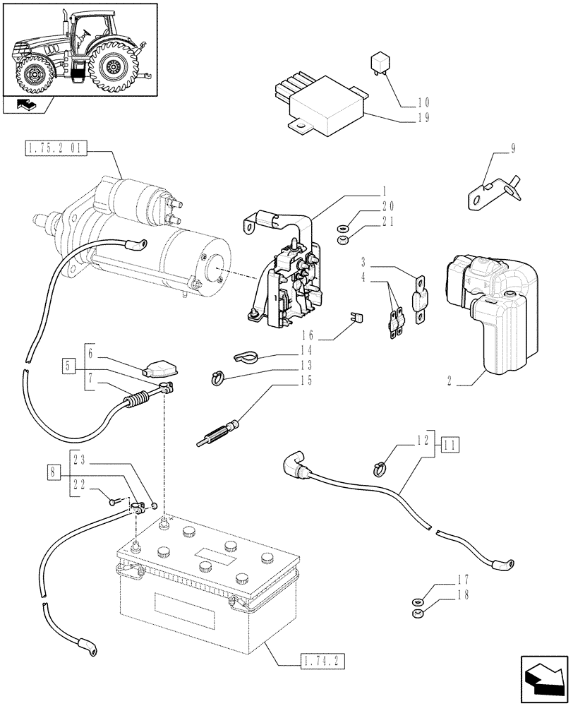 Схема запчастей Case IH PUMA 155 - (1.75.3/01[01]) - ELECTRICALLY CONTROLLED BATTERY ISOLATOR (VAR.330798) (06) - ELECTRICAL SYSTEMS