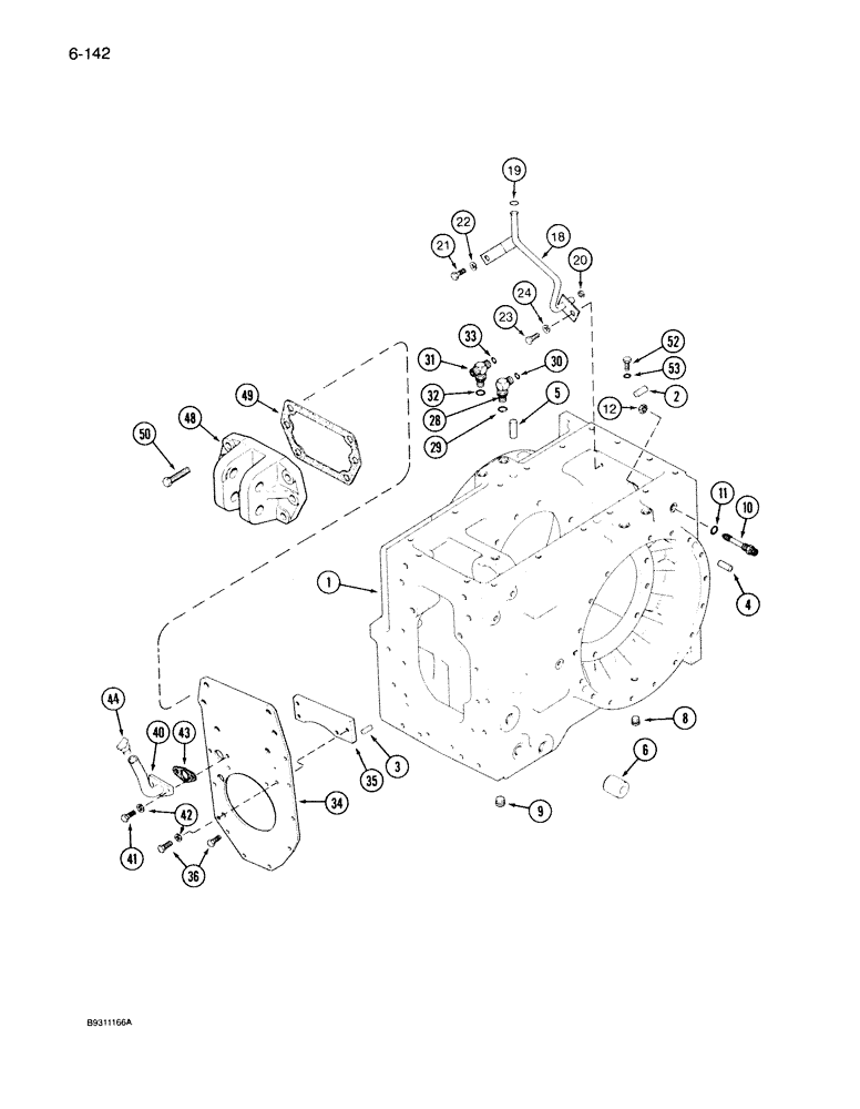 Схема запчастей Case IH 7150 - (6-142) - REAR AXLE HOUSING, TRANSMISSION S/N AJB0053291 AND AFTER (06) - POWER TRAIN