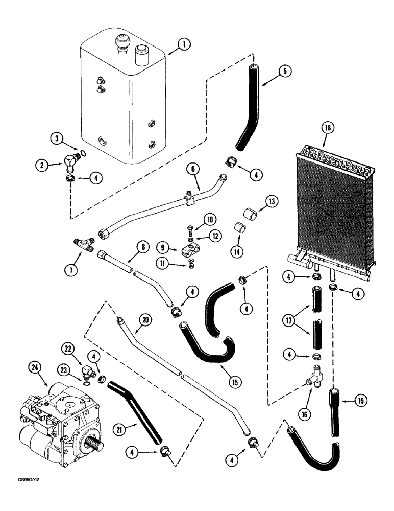 Схема запчастей Case IH 1670 - (8-08) - HYDROSTATIC PUMP SYSTEM, PUMP RETURN (07) - HYDRAULICS