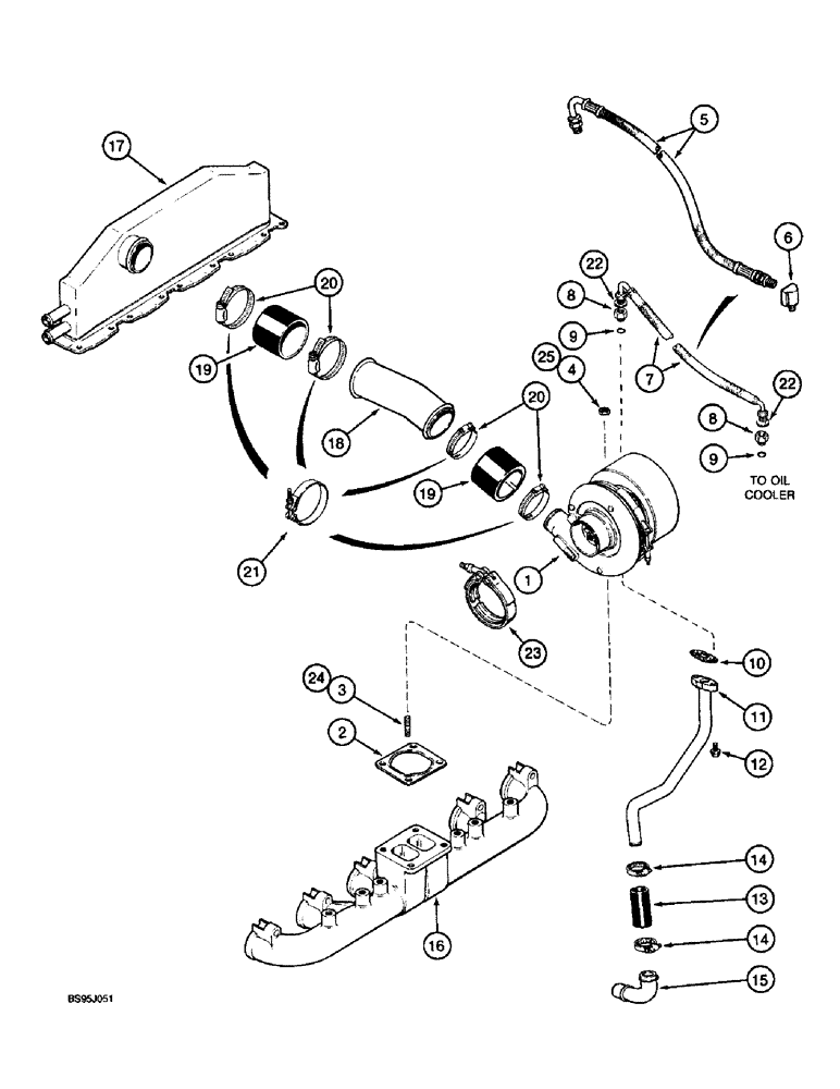 Схема запчастей Case IH 1670 - (2-28) - TURBOCHARGER SYSTEM, 6TA-830 ENGINE (01) - ENGINE