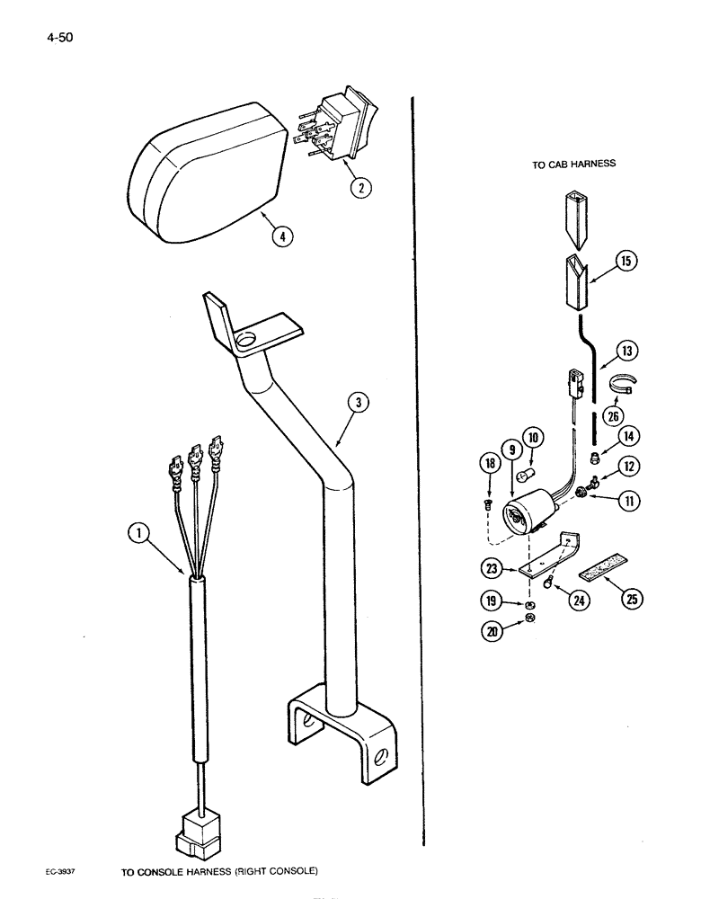 Схема запчастей Case IH 1680 - (4-050) - HEADER LIFT HANDLE HARNESS (06) - ELECTRICAL