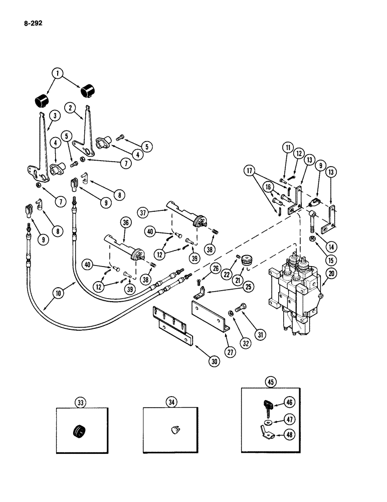 Схема запчастей Case IH 2094 - (8-292) - REMOTE HYDRAULICS, CONTROL LINKAGE, 2 CIRCUIT SYSTEM (08) - HYDRAULICS