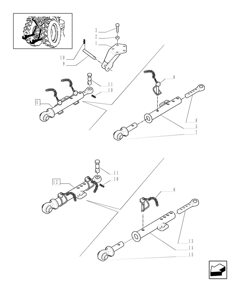 Схема запчастей Case IH MXU100 - (1.89.9/02) - (VAR.007) NORTH AMERICA VERSION - LATERAL STABILIZERS (09) - IMPLEMENT LIFT