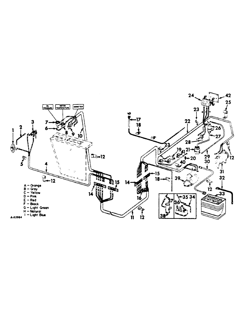 Схема запчастей Case IH 303 - (412) - C-221 ENGINE, 3-9/16 X 3-11/16, ELECTRICAL SYSTEM, WIRING DIAGRAM, COMBINE SERIAL NO. 9427 AND BELOW (10) - ENGINE