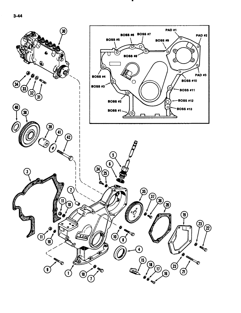 Схема запчастей Case IH 2294 - (3-044) - TIMING GEAR COVER, 504BDT DIESEL ENGINE (03) - FUEL SYSTEM