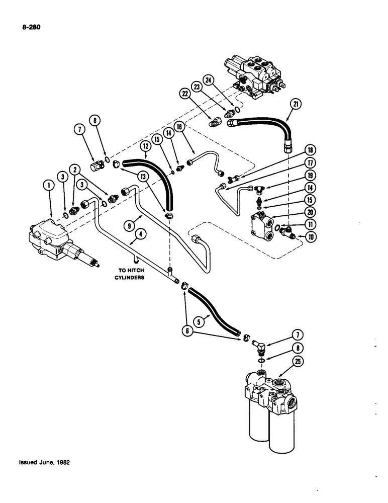 Схема запчастей Case IH 4490 - (8-280) - REMOTE HYDRAULIC SYSTEM, P.I.N. 8860450 AND AFTER (08) - HYDRAULICS