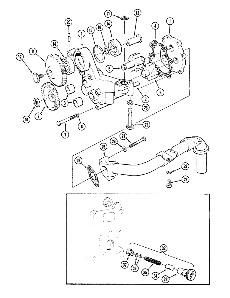 Схема запчастей Case IH 4890 - (2-42) - OIL PUMP, OIL PRESSURE VALVE, 674 CUBIC INCH DIESEL ENGINE (02) - ENGINE