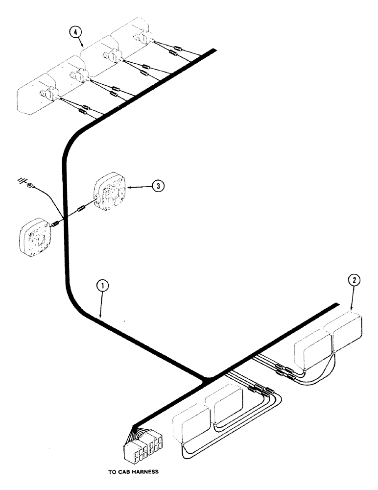 Схема запчастей Case IH 2594 - (4-20) - FOUR POST ROPS HEADLINER WIRING (04) - ELECTRICAL SYSTEMS