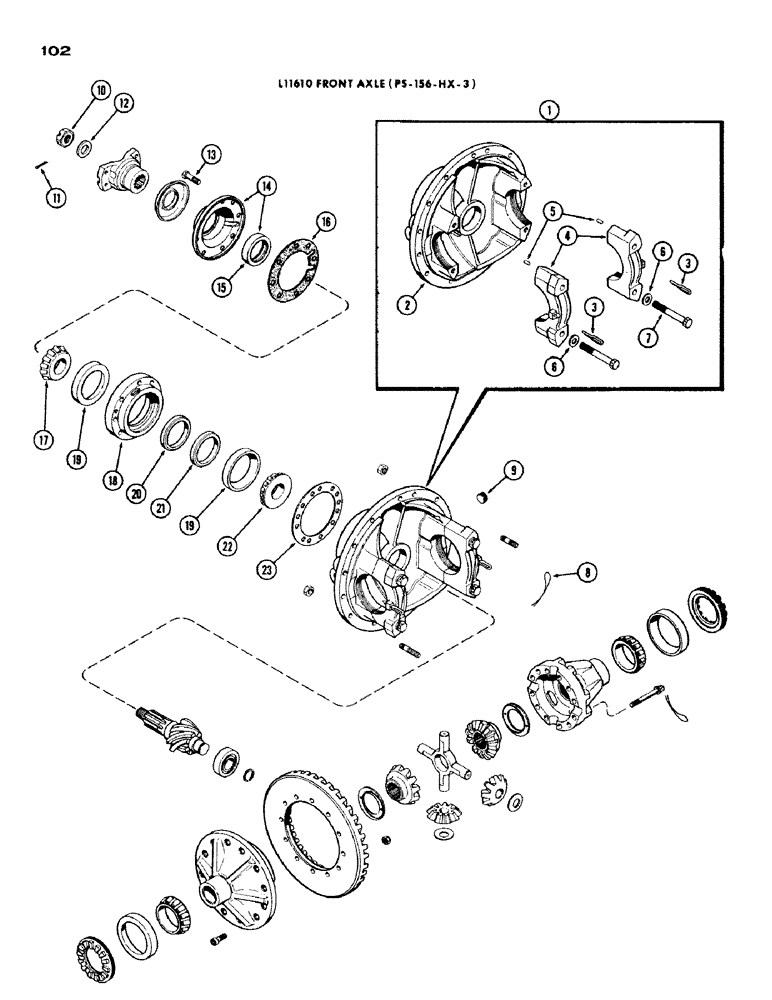 Схема запчастей Case IH 1200 - (102) - L11610 FRONT AXLE DIFFERENTIAL (06) - POWER TRAIN