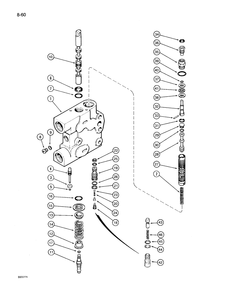 Схема запчастей Case IH 7140 - (8-060) - HYDRAULIC REMOTE VALVE ASSEMBLY, FIRST REMOTE WITH LOAD CHECK (08) - HYDRAULICS