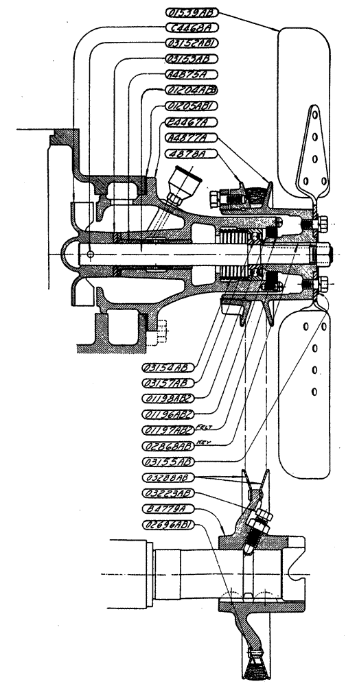 Схема запчастей Case IH L-SERIES - (030) - FAN AND WATER PUMP, "V" BELT DRIVE (TRACTOR NO. L300723 AND AFTER) (02) - ENGINE