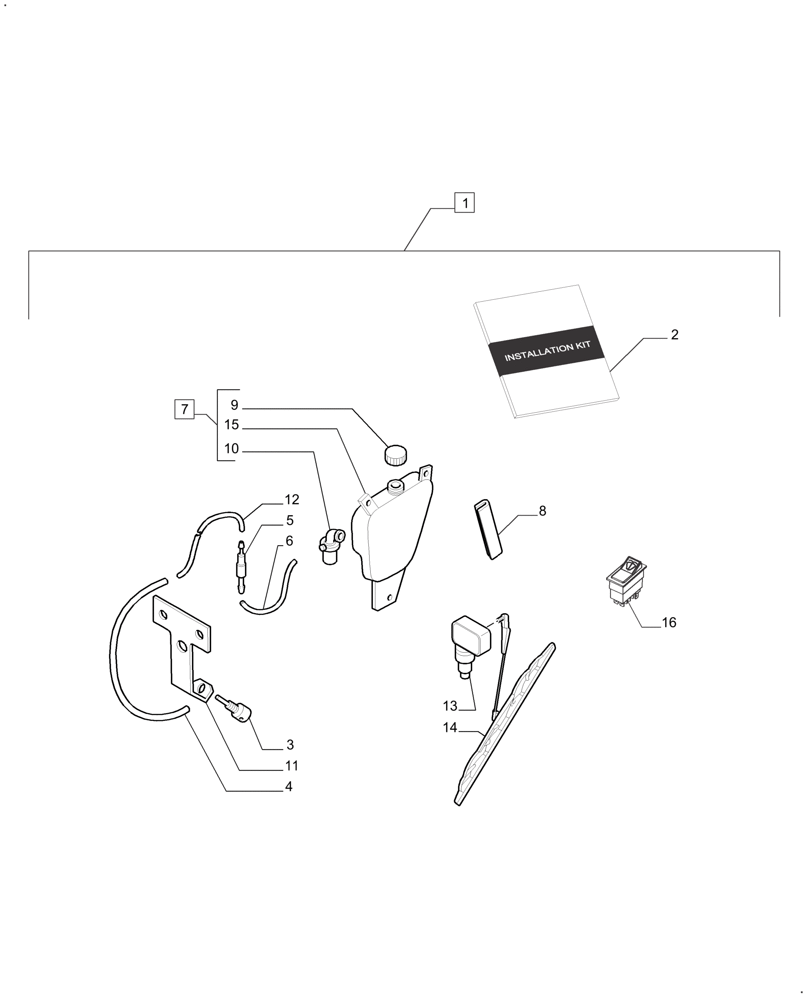 Схема запчастей Case IH FARMALL 140A - (88.100.55[05]) - DIA KIT REAR WINDSHIELD WIPER (88) - ACCESSORIES