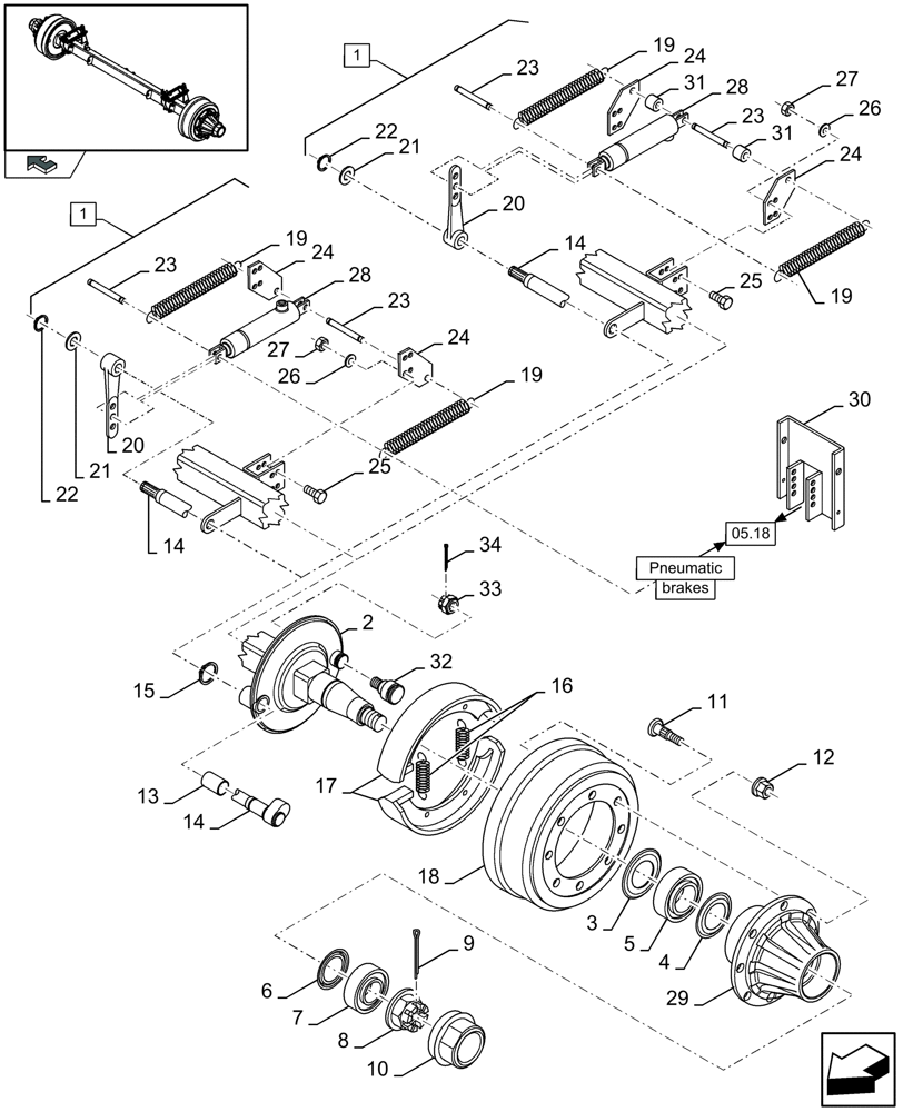 Схема запчастей Case IH LBX322S - (05.08[01]) - TANDEM AXLE WITH BRAKES (05) - AXLE