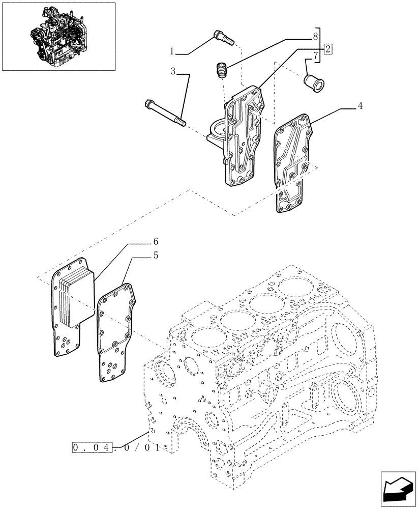 Схема запчастей Case IH MAXXUM 110 - (0.31.5/01) - HEAT EXCHANGER ENGINE (STD + VAR.330003-332115-332116) (01) - ENGINE