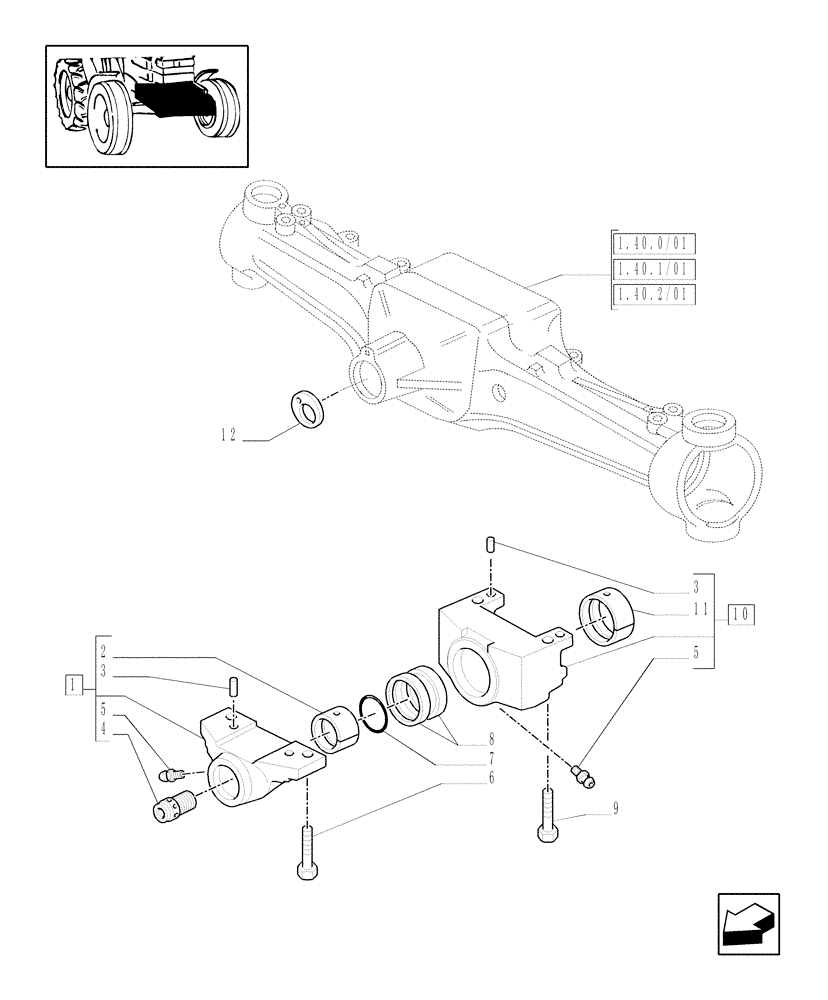 Схема запчастей Case IH MAXXUM 130 - (1.21.1/02) - WATERPROOFING - 4WD SUPPORTS FOR FRONT AXLE (VAR.330448) (03) - TRANSMISSION