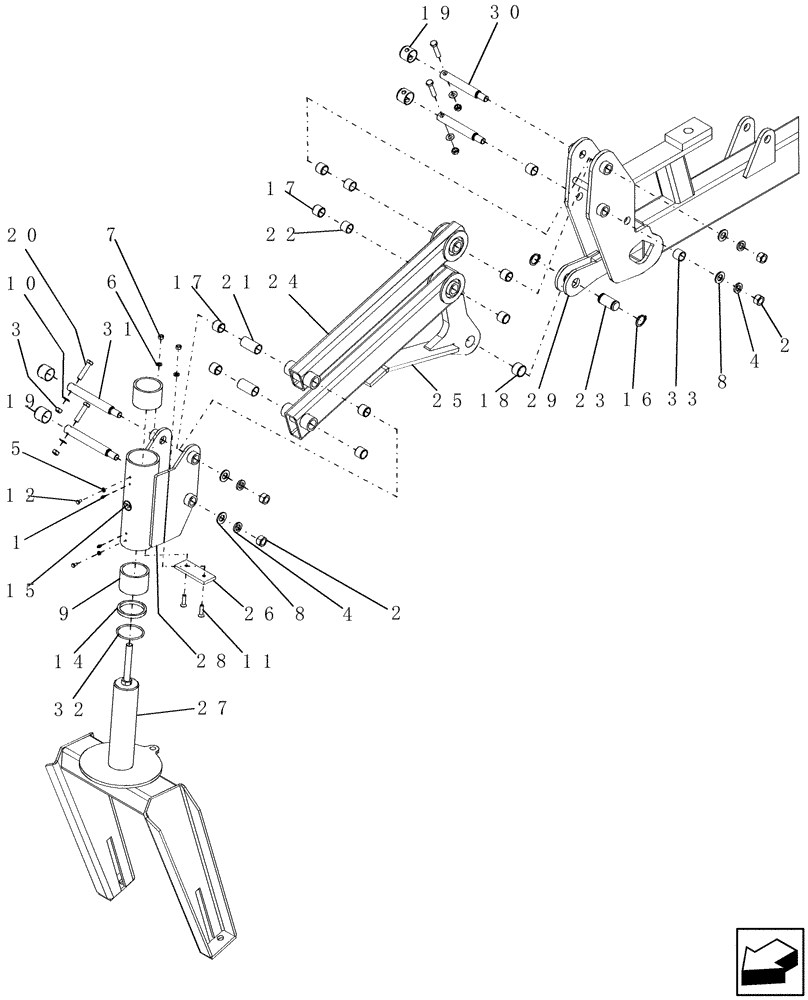 Схема запчастей Case IH ATX400 - (1.140.1) - LIGHT SINGLE CASTER ASSEMBLY - TOP (12) - FRAME