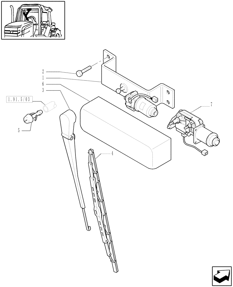 Схема запчастей Case IH MXU115 - (1.91.5[02]) - FRONT WINDSHIELD WIPER (10) - OPERATORS PLATFORM/CAB