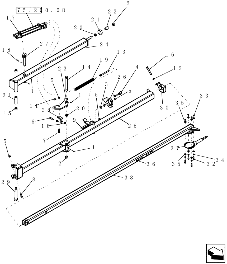 Схема запчастей Case IH 400 - (75.200.01) - END MARKER SINGLE STAGE BOOM ASSEMBLY (75) - SOIL PREPARATION