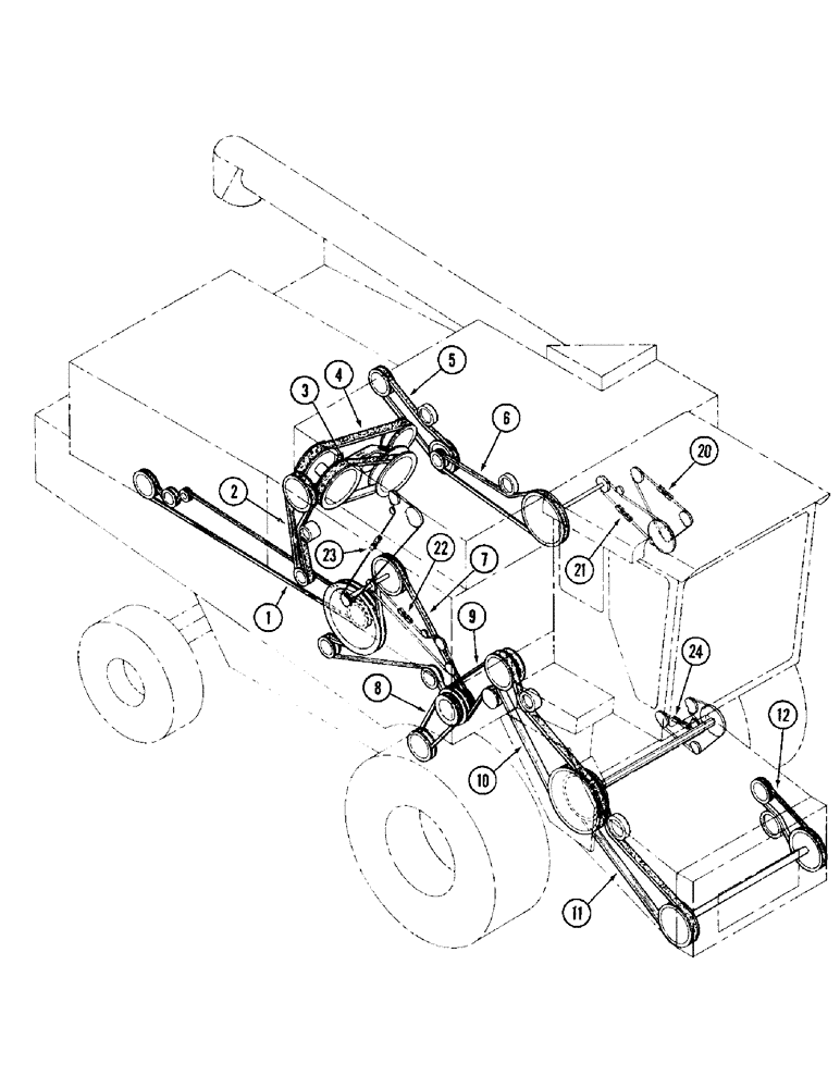 Схема запчастей Case IH 1680 - (1-18) - PICTORIAL INDEX, BELTS (00) - PICTORIAL INDEX