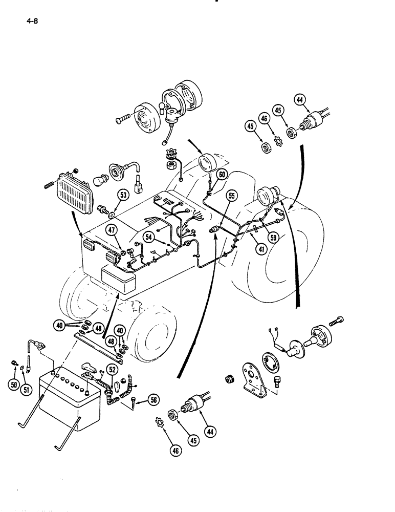 Схема запчастей Case IH 235 - (4-08) - WIRING HARNESS AND BATTERY, HYDROSTATIC TRANSMISSION (CONTD) (04) - ELECTRICAL SYSTEMS