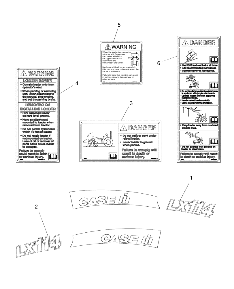 Схема запчастей Case IH LX114 - (007) - DECALS 