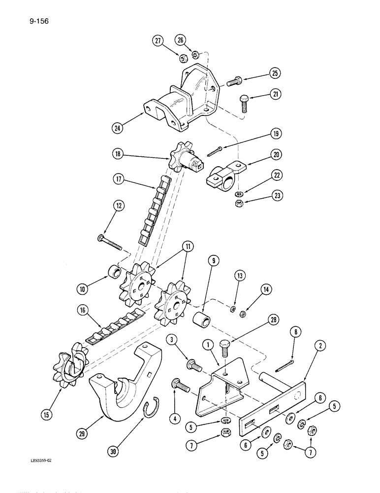 Схема запчастей Case IH 6300 - (9-156) - GRASS SEED ATTACHMENT, SEED DRIVE (09) - CHASSIS/ATTACHMENTS