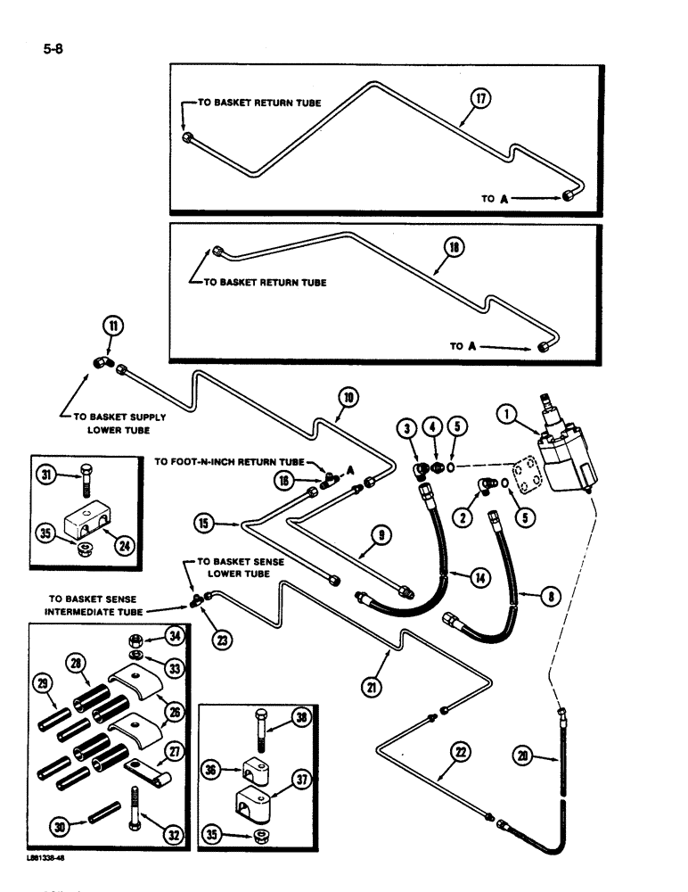 Схема запчастей Case IH 1822 - (5-08) - STEERING SYSTEM, SUPPLY, RETURN AND SENSE SYSTEM (04) - STEERING