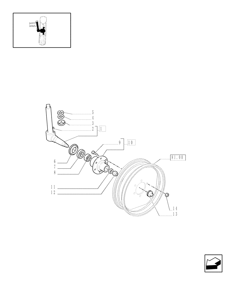 Схема запчастей Case IH JX1075N - (1.41.0[02]) - 2WD FRONT AXLE - STEERING KNUCKLE - HUB (04) - FRONT AXLE & STEERING