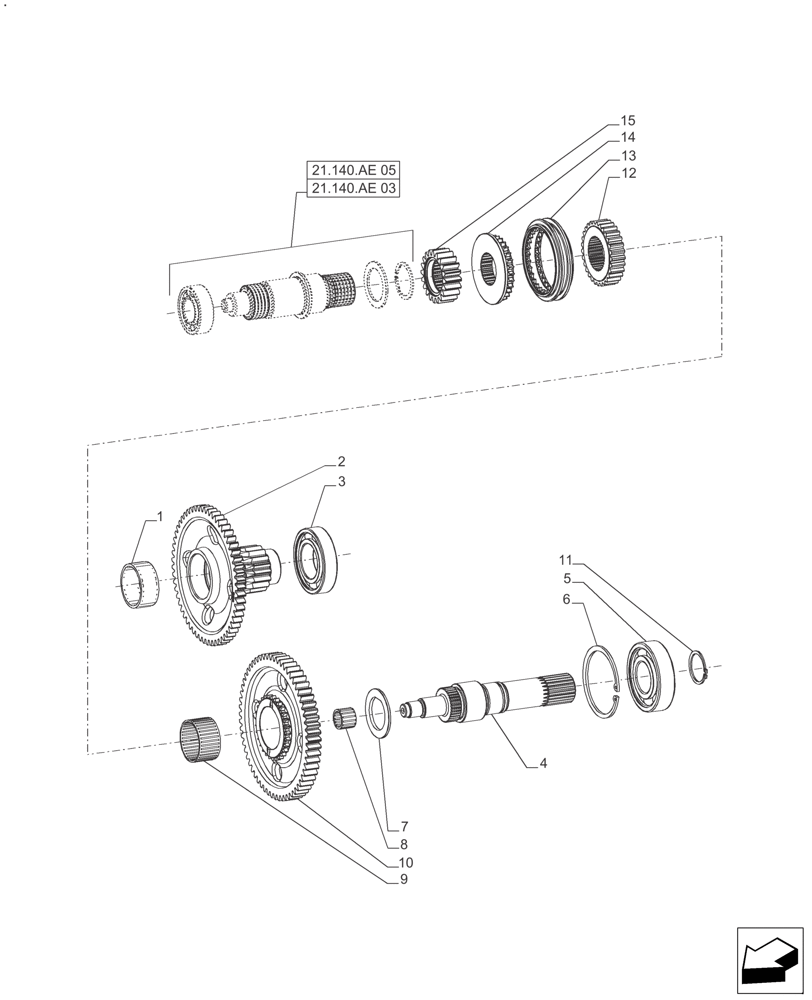 Схема запчастей Case IH FARMALL 140A - (21.140.AE[01]) - TRANSMISSION, CREEPER GEAR (21) - TRANSMISSION