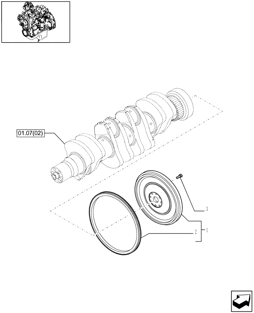 Схема запчастей Case IH WDX1202 - (01.09[02.1]) - FLYWHEEL - ENGINE (01) - ENGINE